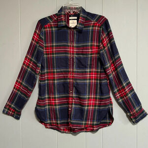 AMERICAN EAGLE Ahh-mazingly Soft Boyfriend Flannel Red Navy Plaid Size Medium